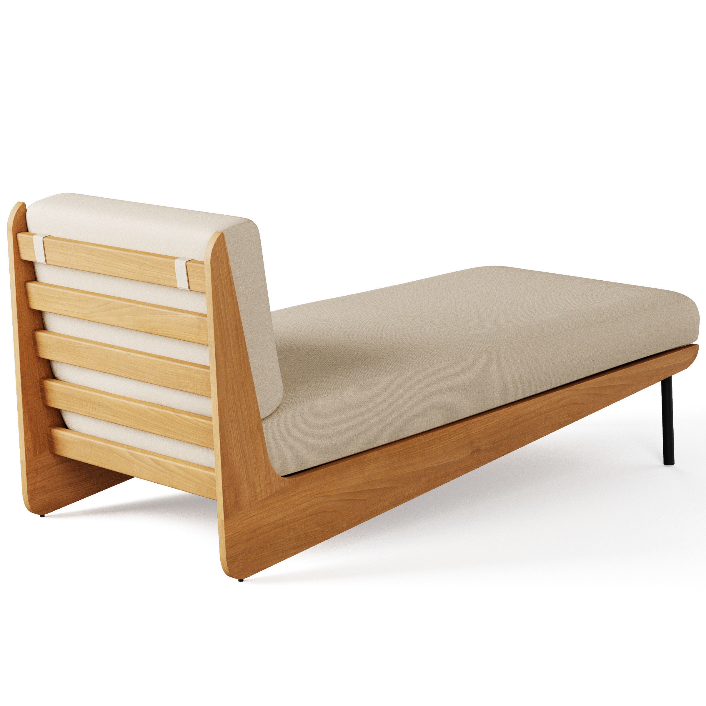 Kinney Teak Outdoor Chaise Lounge with Cushion 3D model_1