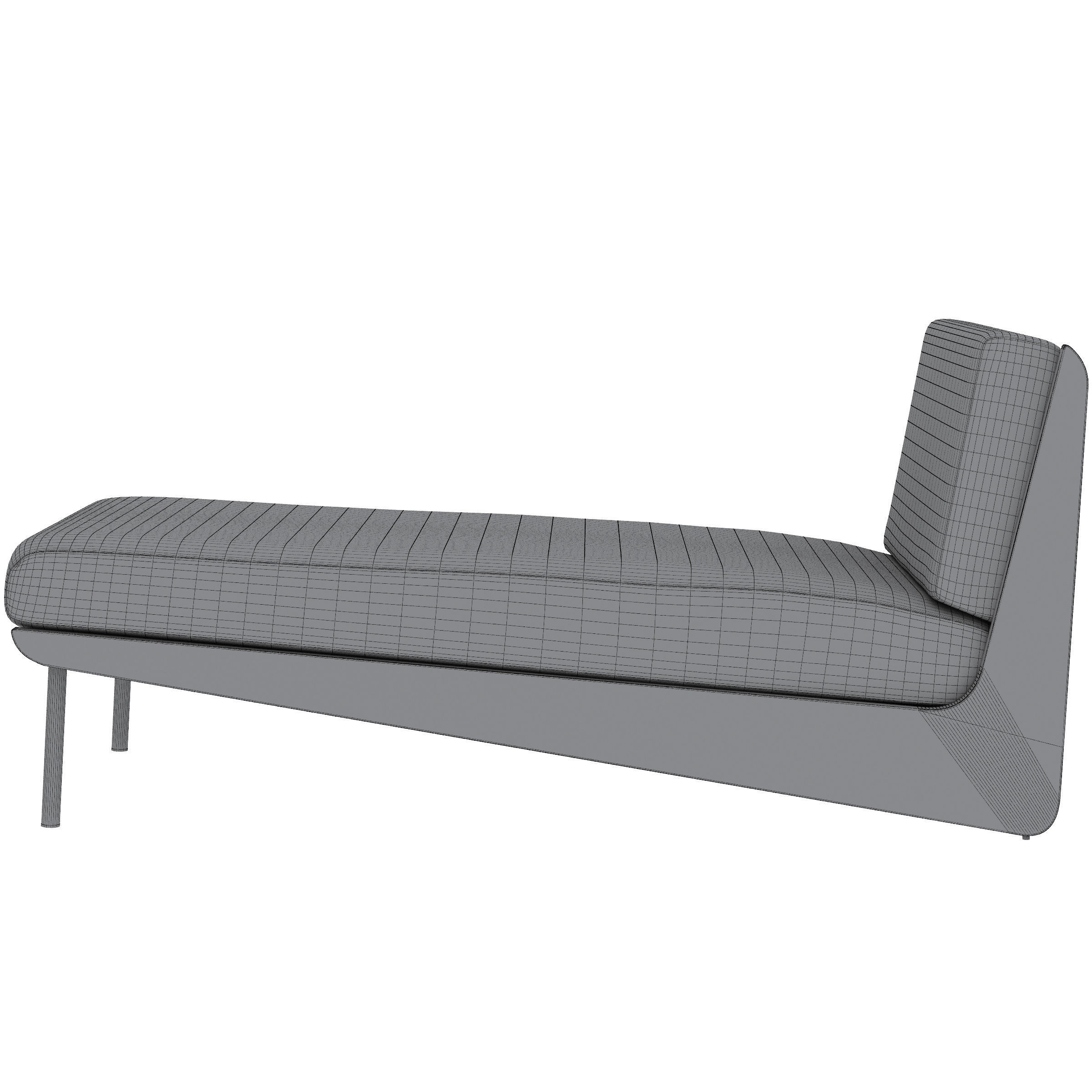 Kinney Teak Outdoor Chaise Lounge with Cushion 3D model_3