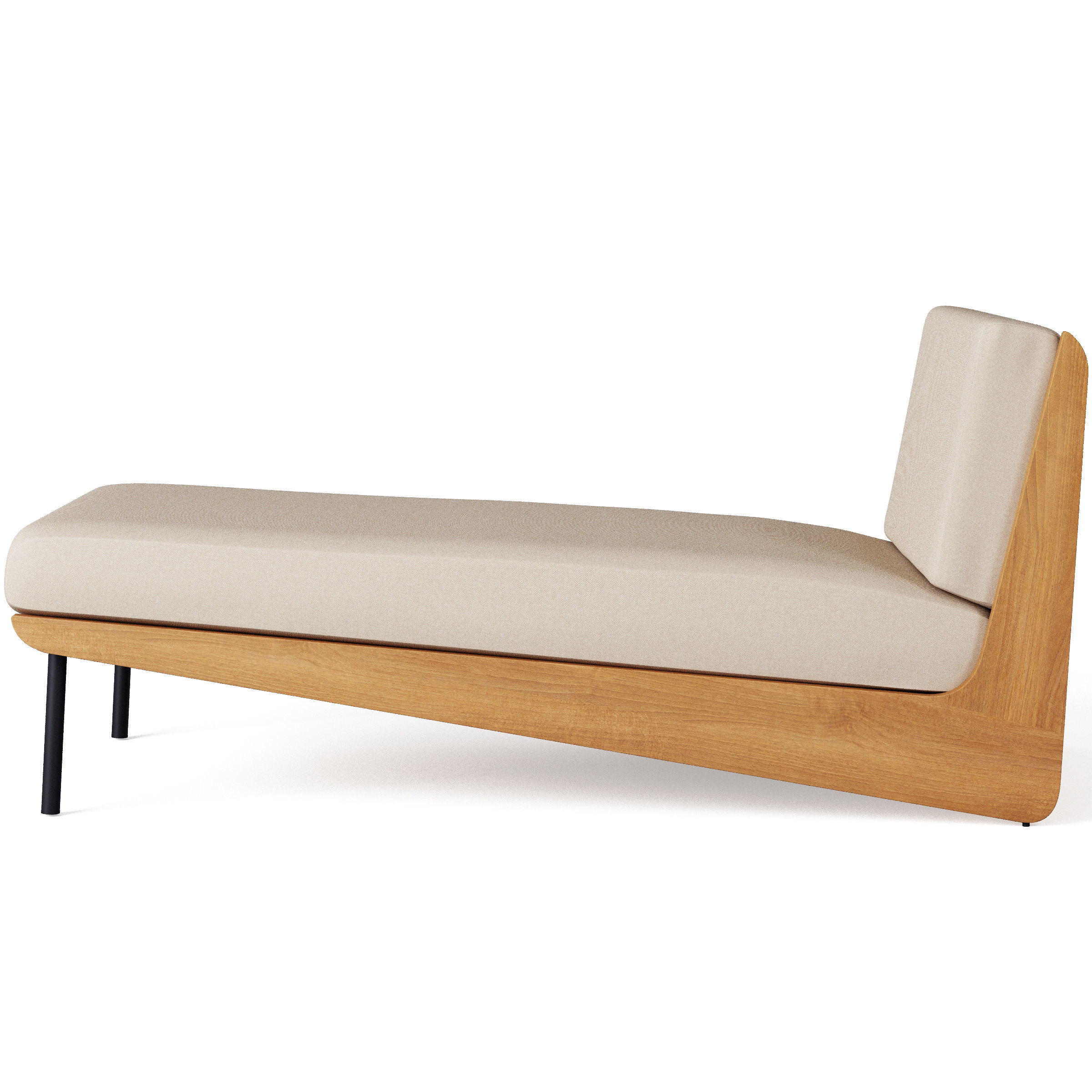Kinney Teak Outdoor Chaise Lounge with Cushion 3D model_2