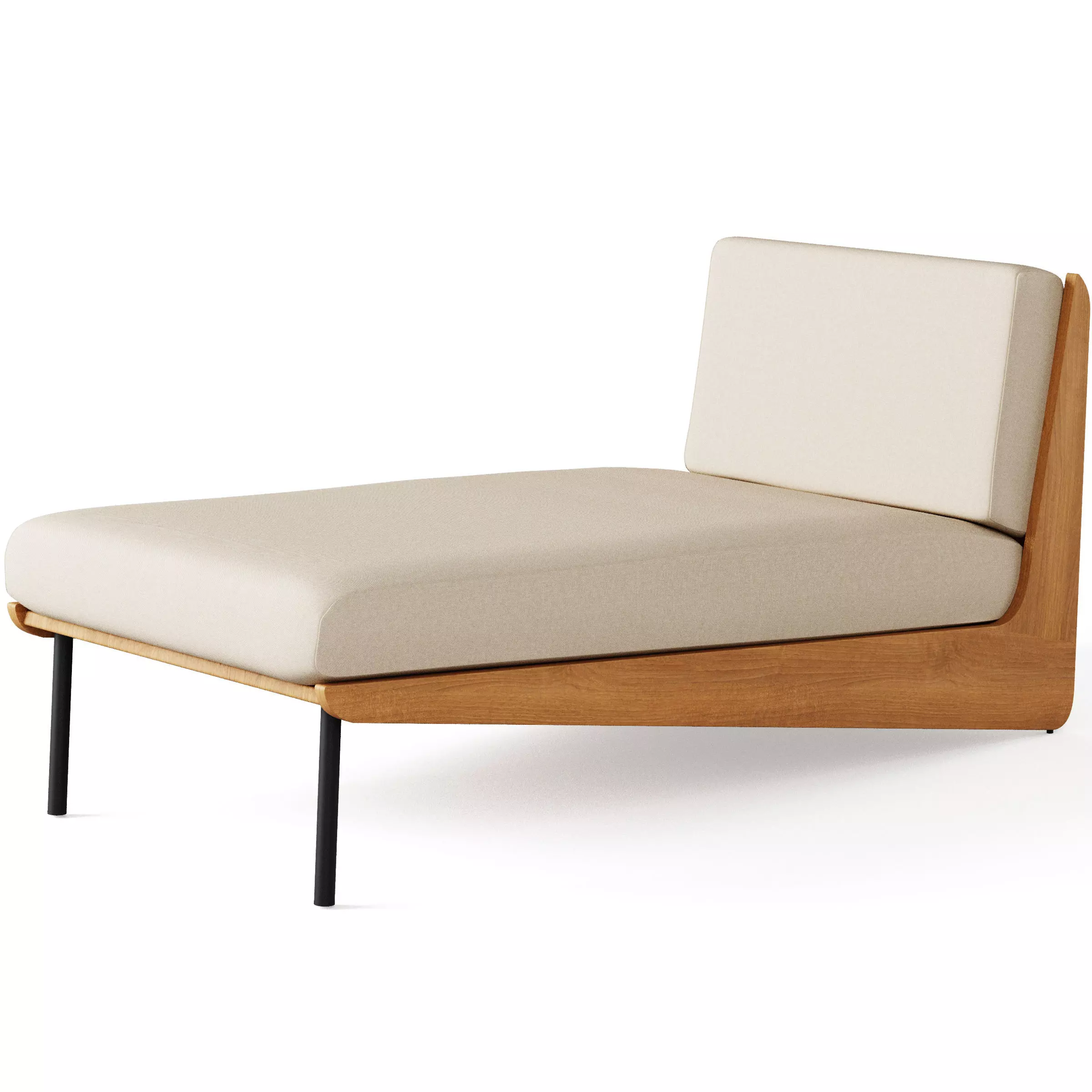 Kinney Teak Outdoor Chaise Lounge with Cushion 3D model_0