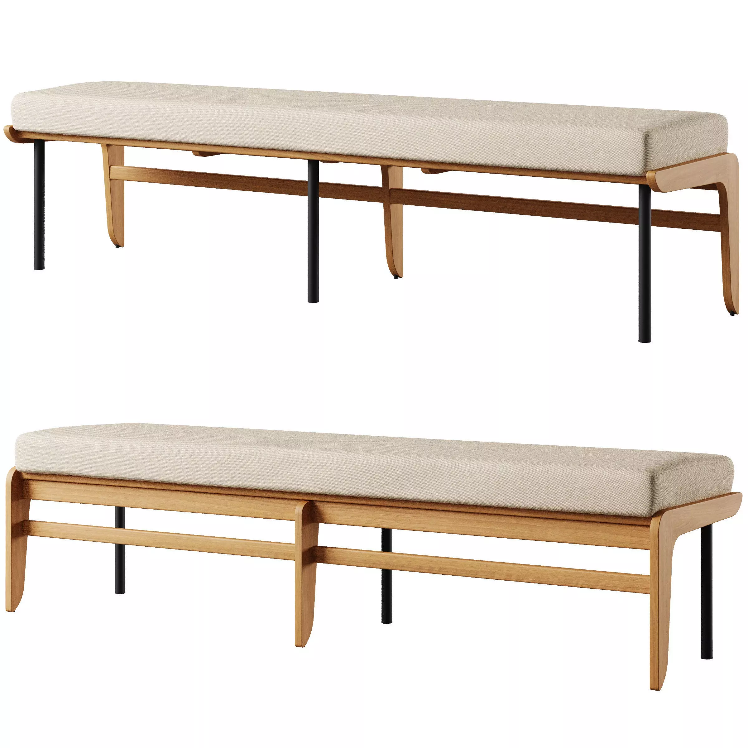 Kinney Teak Outdoor Dining Bench  3D model_0