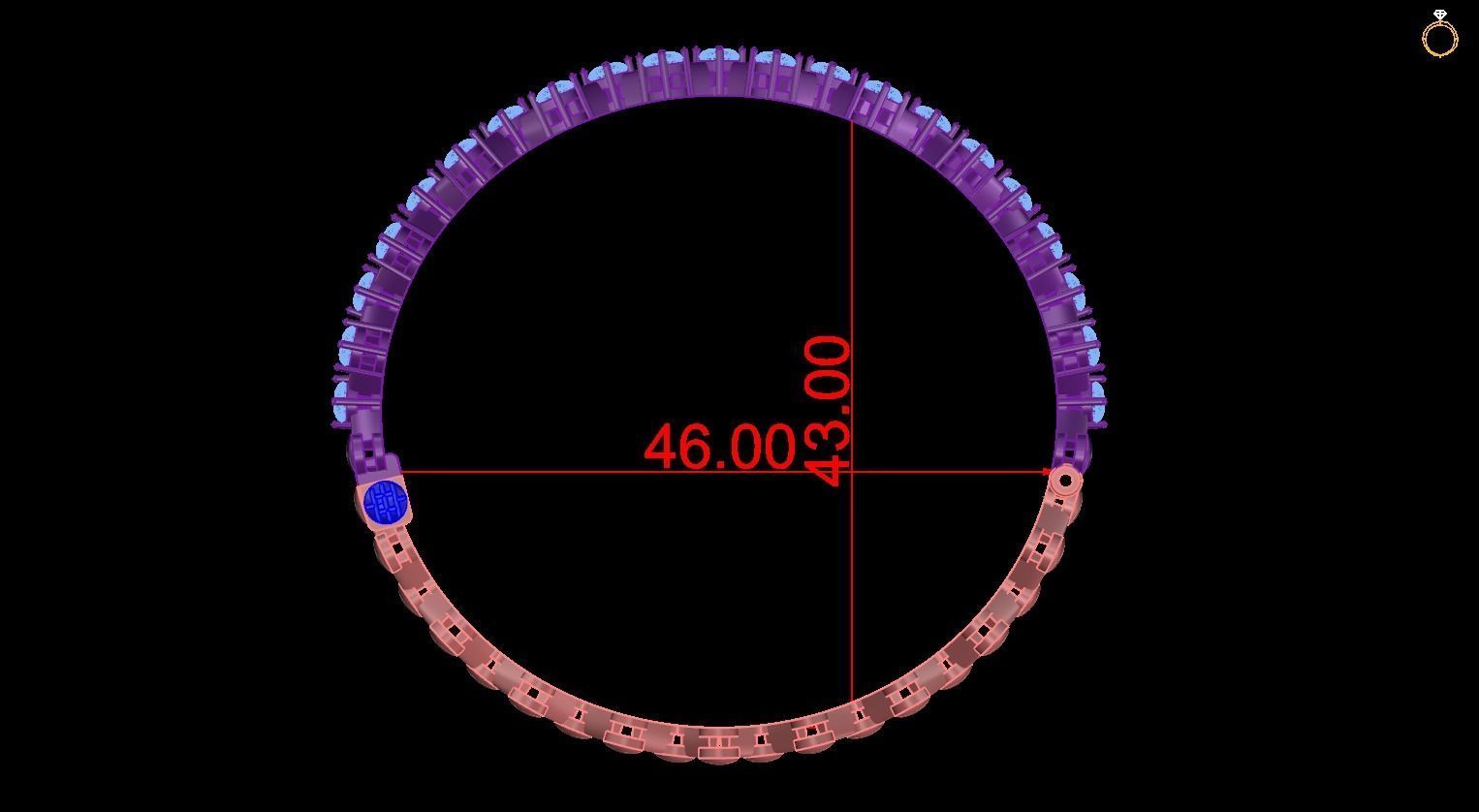 Bracelet mesh of crystals 3D print model_1