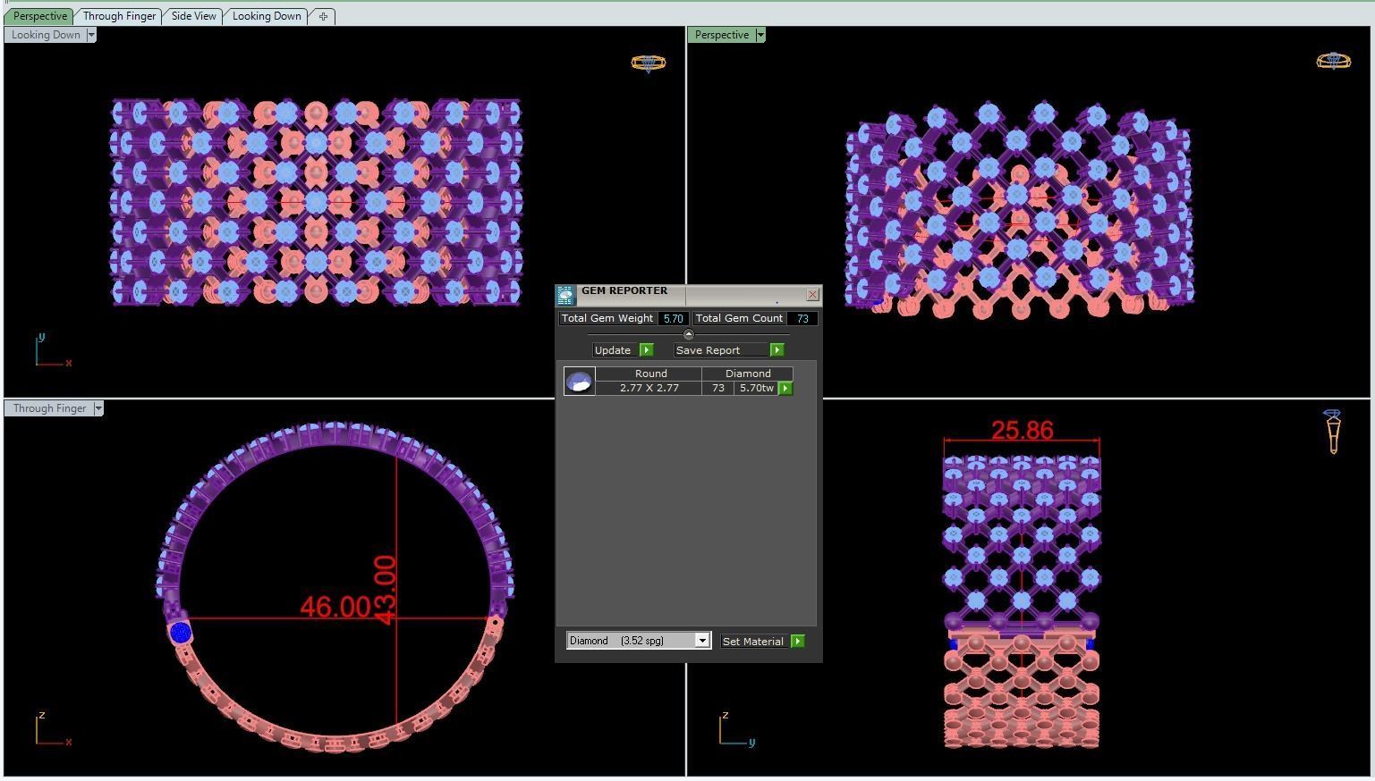 Bracelet mesh of crystals 3D print model_3