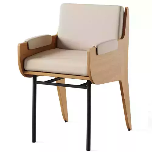 Kinney Teak Outdoor Dining Chair with Cushion 3D model