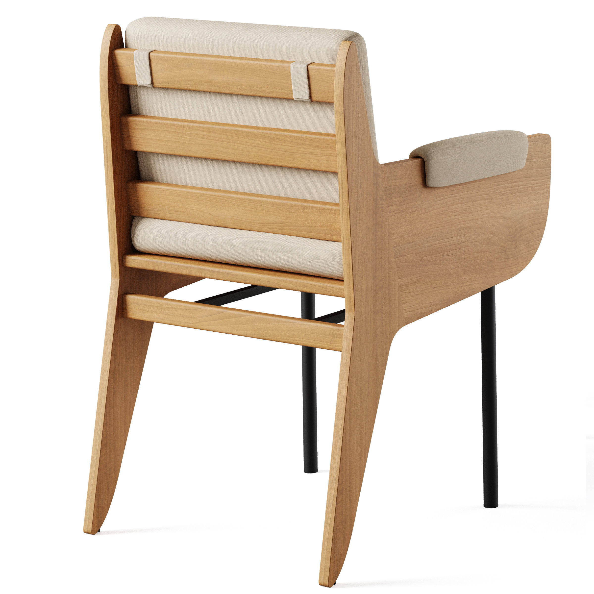 Kinney Teak Outdoor Dining Chair with Cushion 3D model_1
