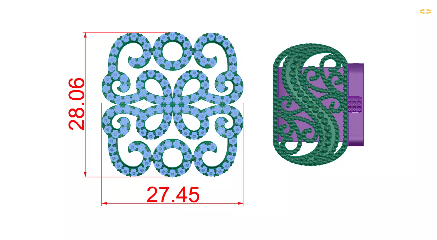 Bracelet design of ring with stones 3D print model_0