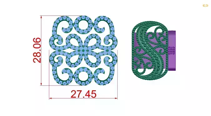 Bracelet design of ring with stones 3D print model