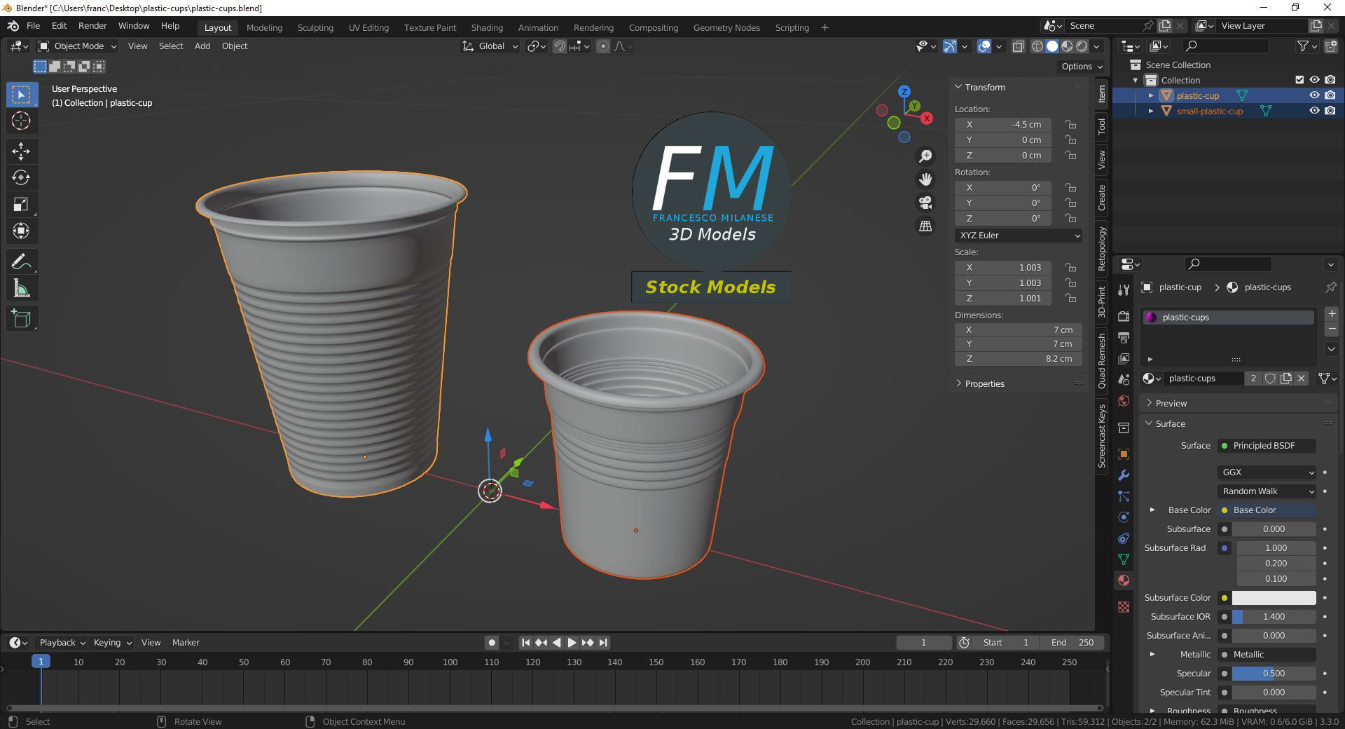 Plastic cups 3D model_9