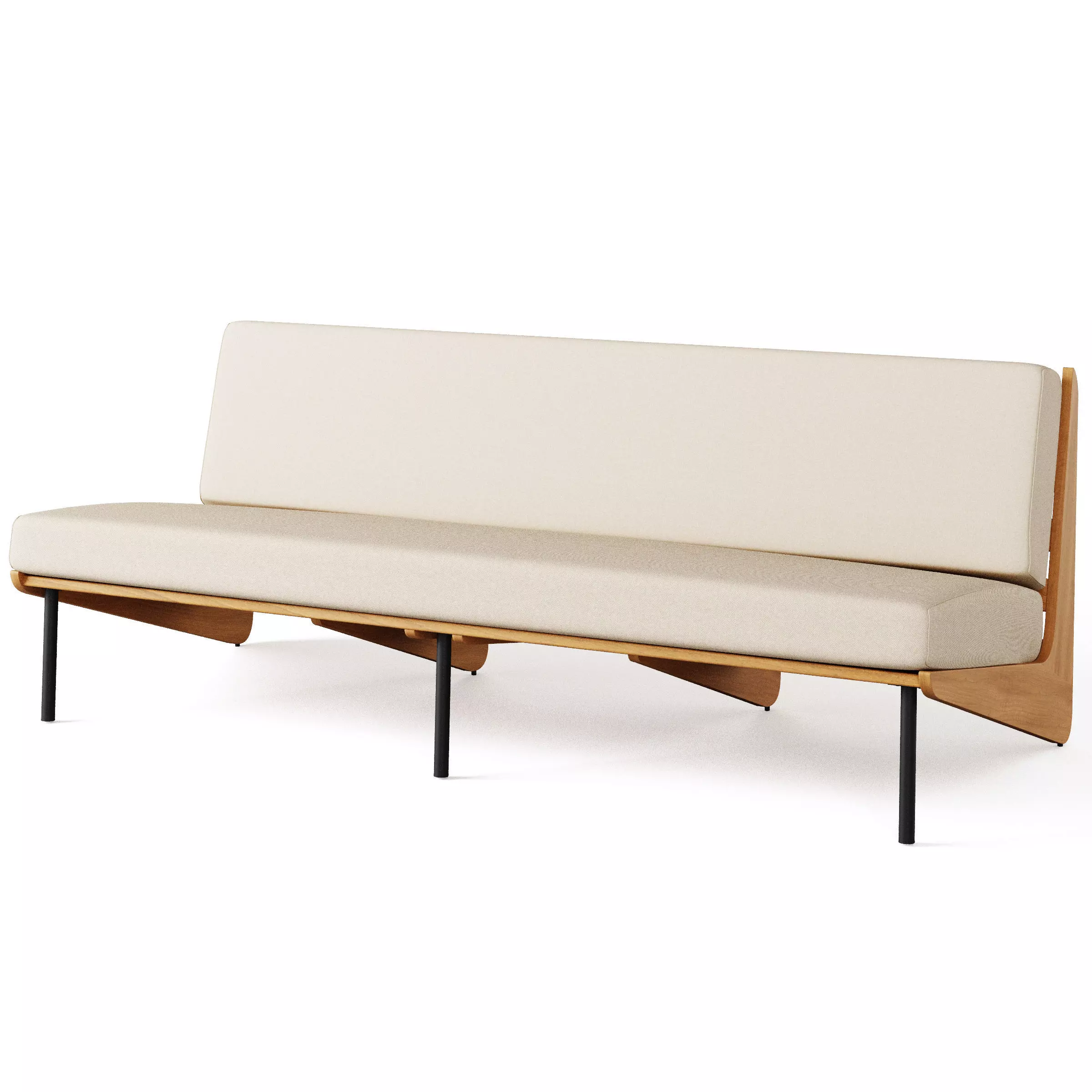 Kinney Teak Outdoor Sofa with Cushion  3D model_0