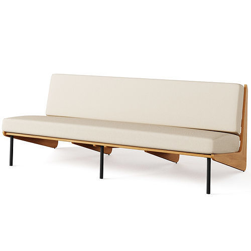 Kinney Teak Outdoor Sofa with Cushion  3D model