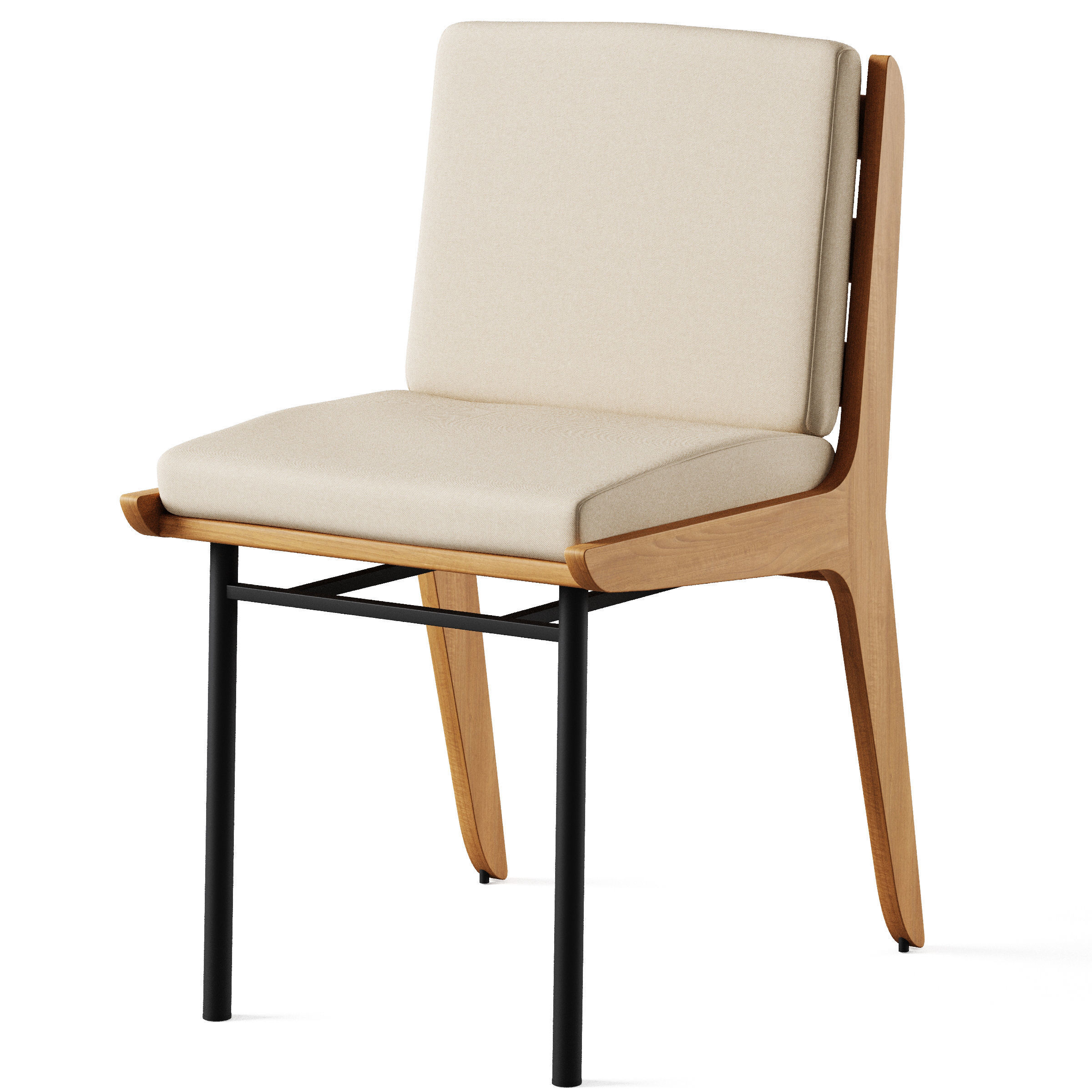 Kinney Teak Outdoor Dining Table and Dining Side Chair 3D model_1