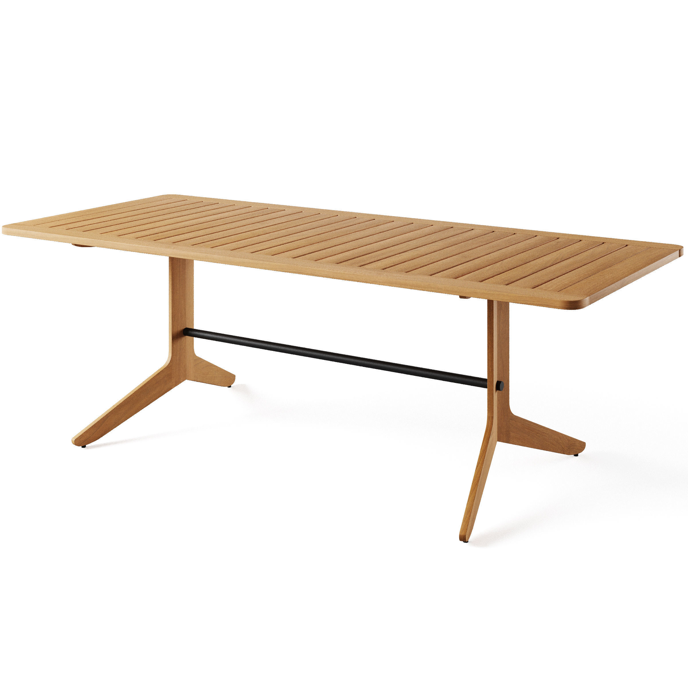 Kinney Teak Outdoor Dining Table and Dining Side Chair 3D model_2