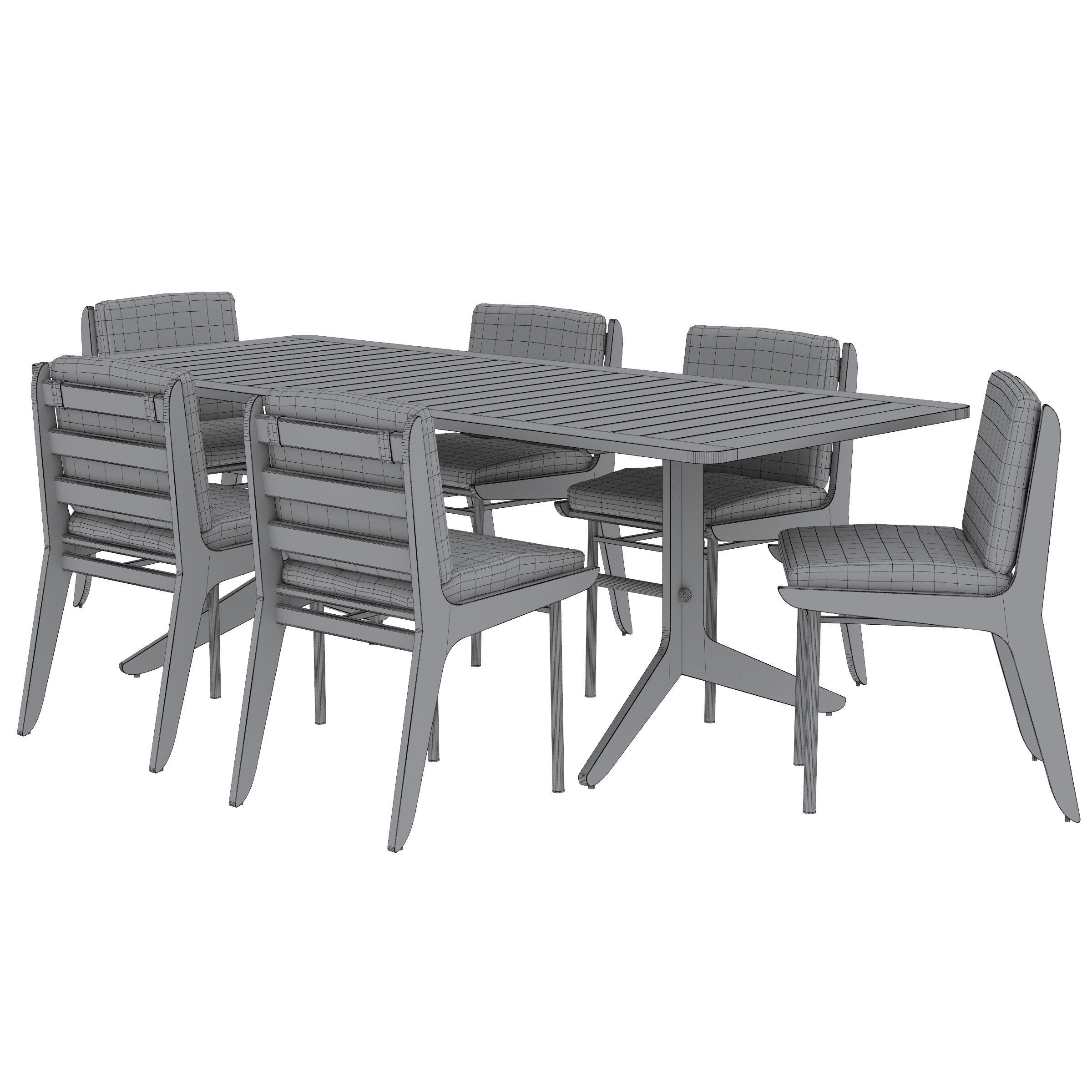Kinney Teak Outdoor Dining Table and Dining Side Chair 3D model_3
