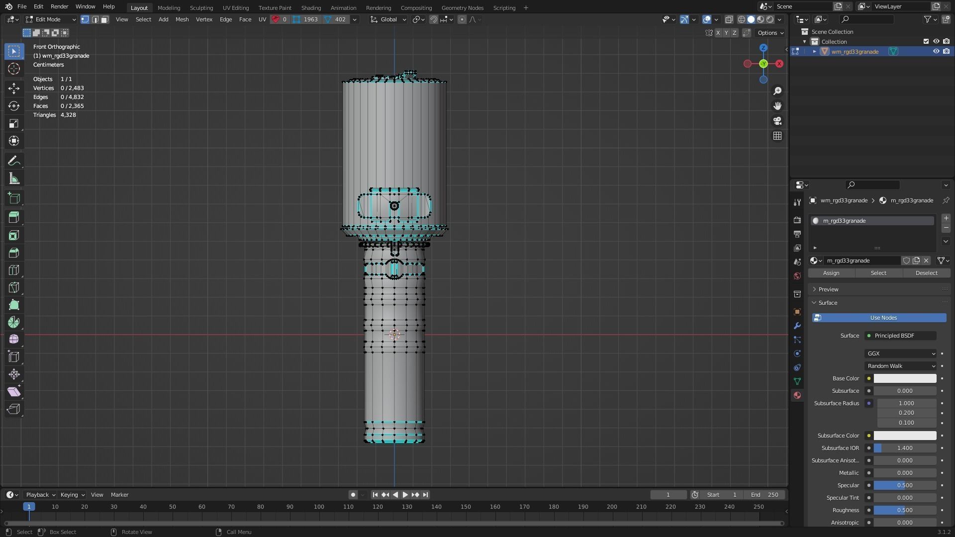 WWII RGD-33  Grenade Low-poly 3D model_9