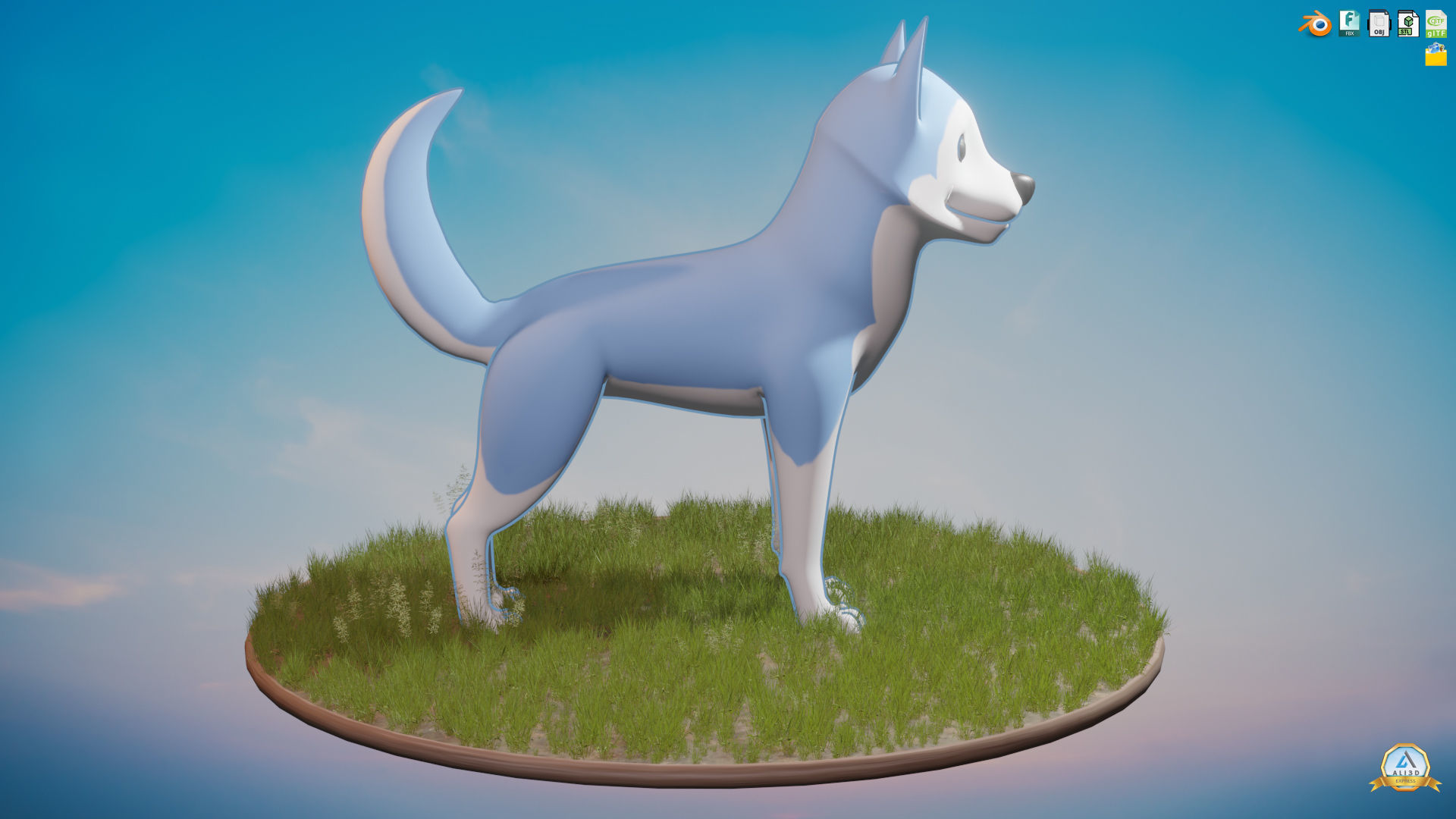 Stylized Husky  Low-poly 3D model_2