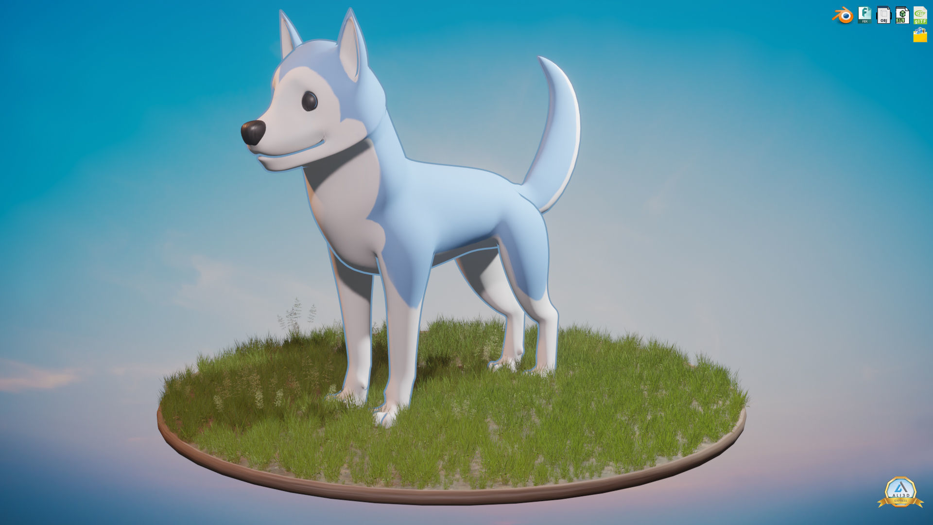 Stylized Husky  Low-poly 3D model_1