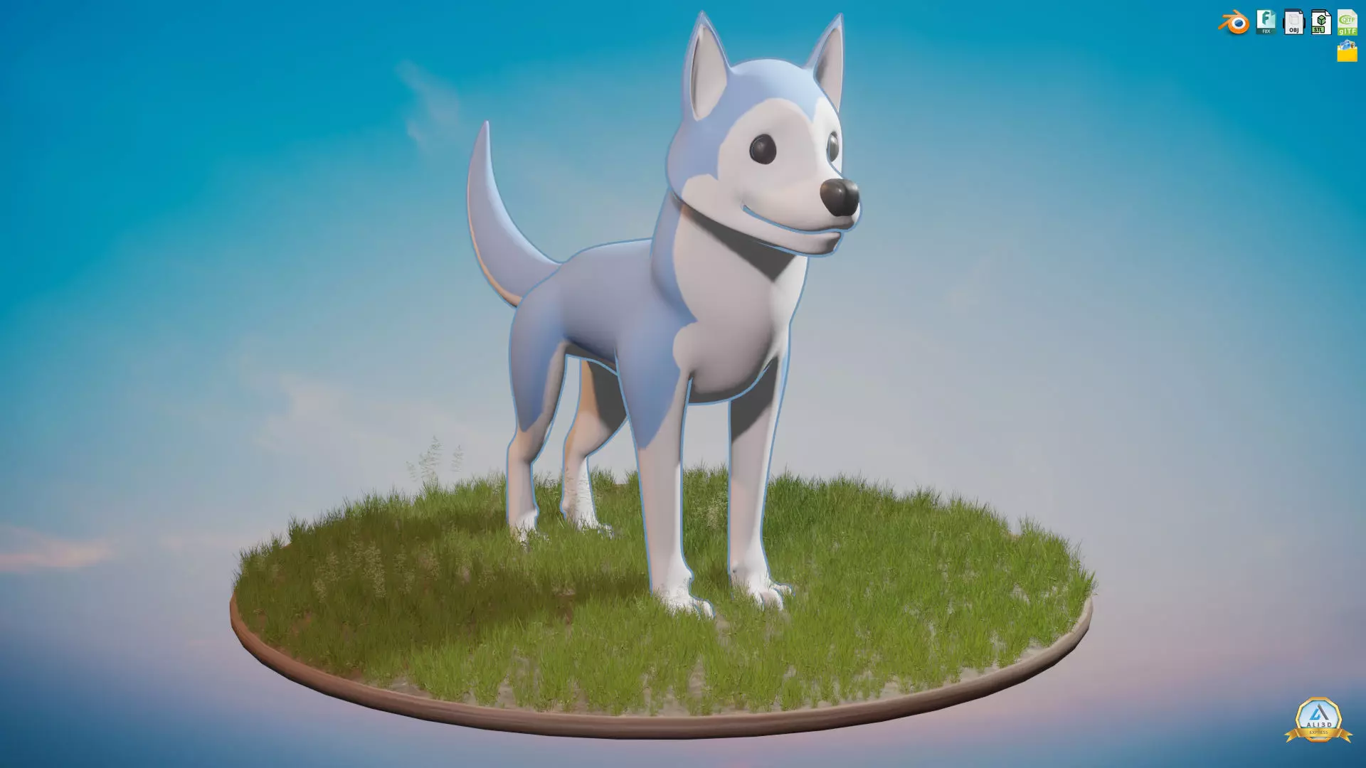 Stylized Husky  Low-poly 3D model_0
