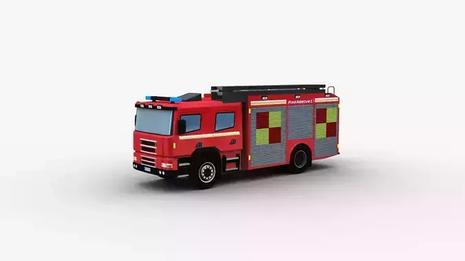 Fire Truck Lowpoly Low-poly 3D model