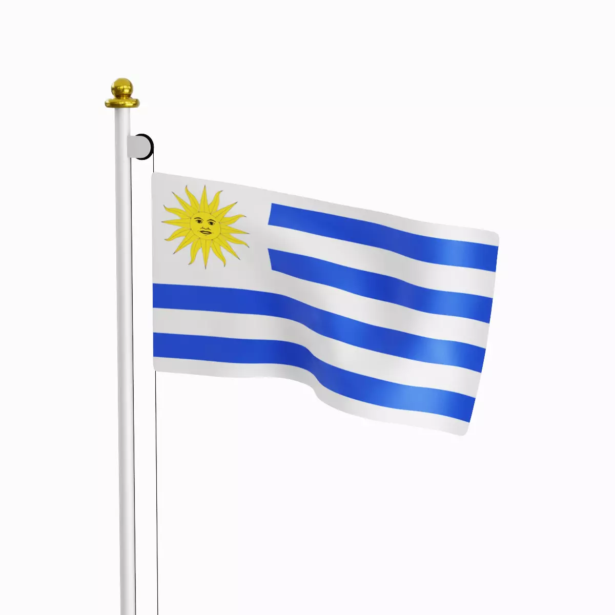 Flag of the Uruguay Low-poly 3D model_0