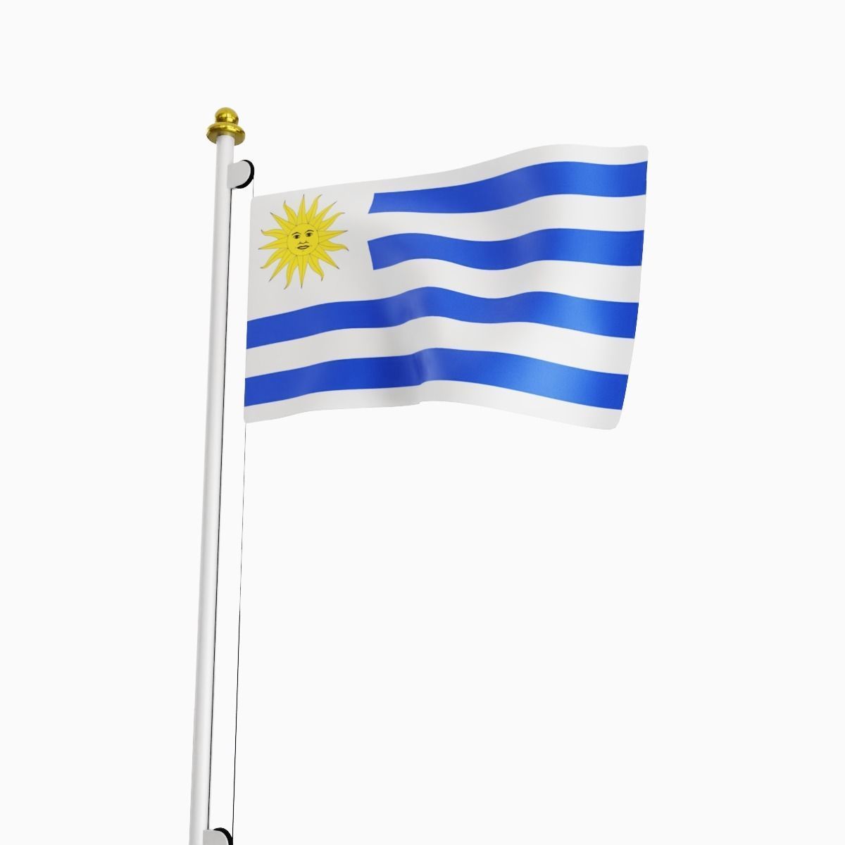 Flag of the Uruguay Low-poly 3D model_5
