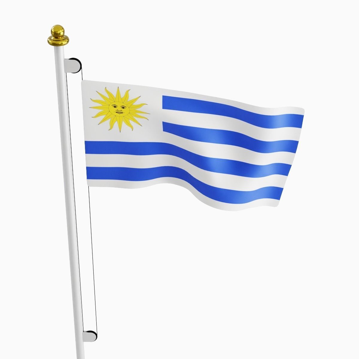 Flag of the Uruguay Low-poly 3D model_4
