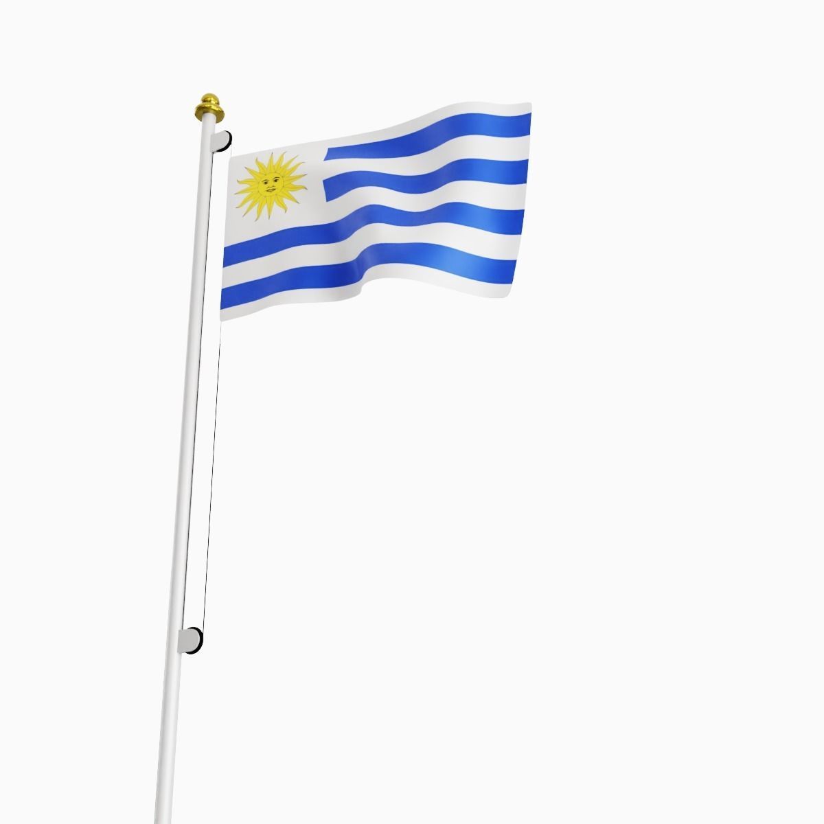 Flag of the Uruguay Low-poly 3D model_6