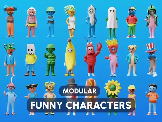 Funny Characters Low-poly 3D model