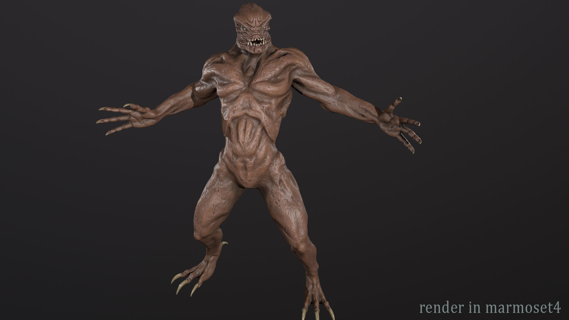 Alien Monster Low-poly 3D model_5