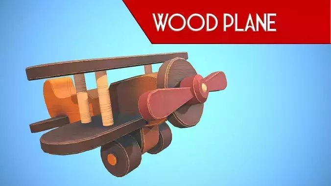 WOOD PLANE TOY CARTOON STYLIZED