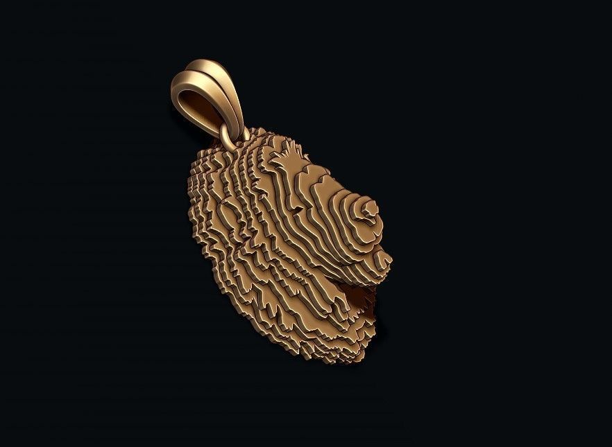 sliced Lion pendant v2 3D print model_2
