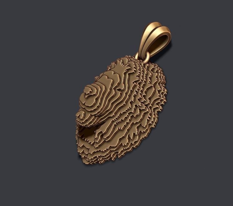 sliced Lion pendant v2 3D print model_1