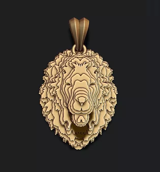 sliced Lion pendant v2 3D print model_0