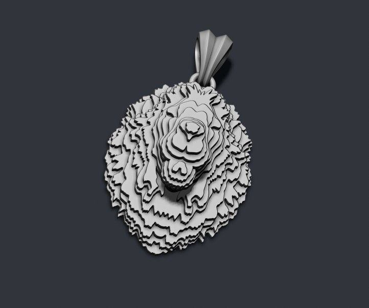 sliced Lion pendant v2 3D print model_6