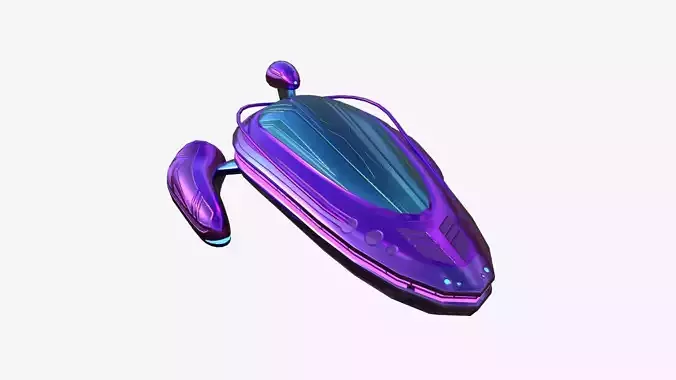 Alien Spaceship UFO H04 Purple Blue - Sci Fi Spacecraft Design Low-poly 3D model