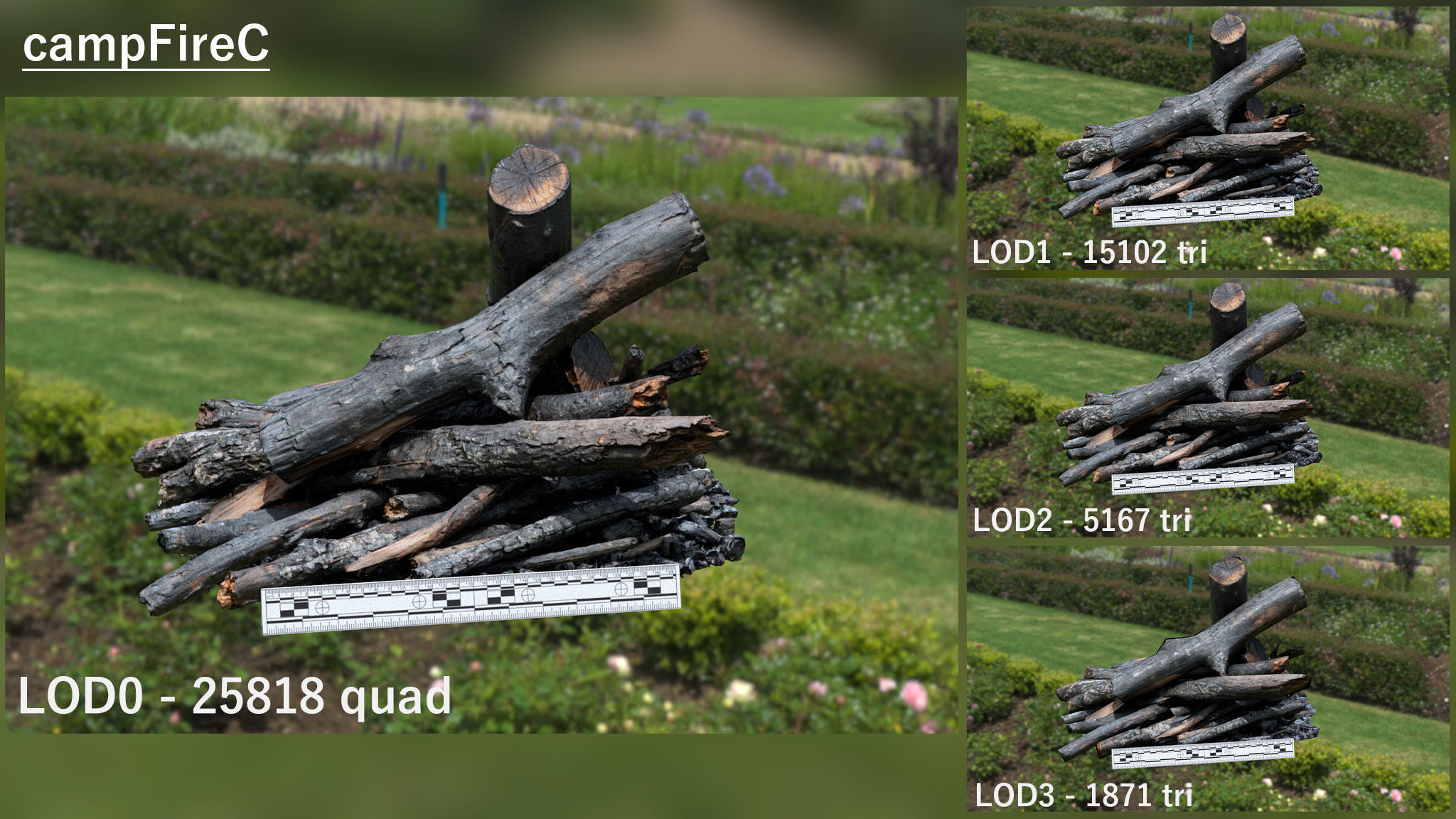 Campfire Scan Low-poly 3D model_9