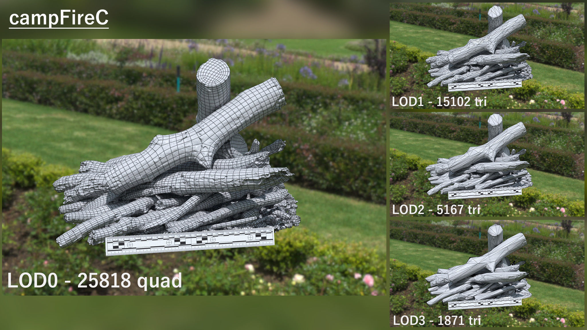 Campfire Scan Low-poly 3D model_8