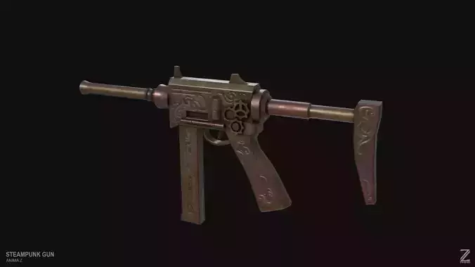 Steampunk gun Low-poly 3D model Steampunk gun Low-poly 3D model