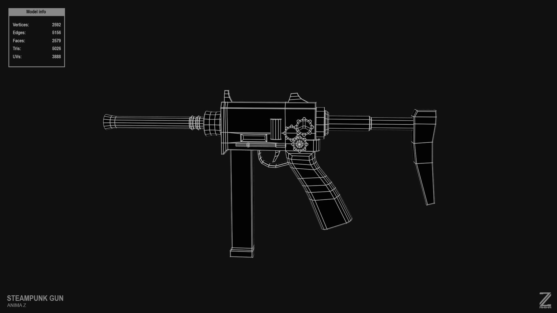 Steampunk gun Low-poly 3D model_2
