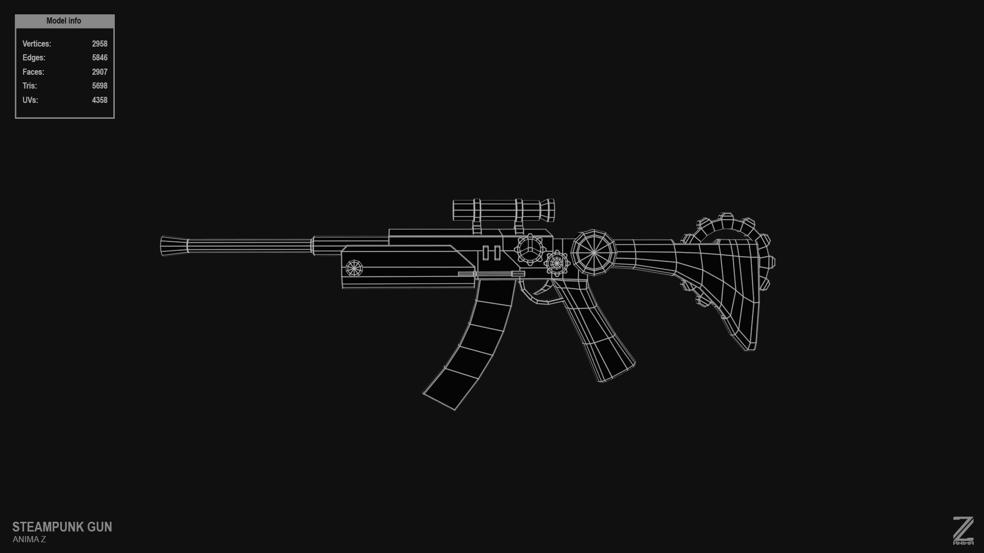 Steampunk gun Low-poly 3D model_2