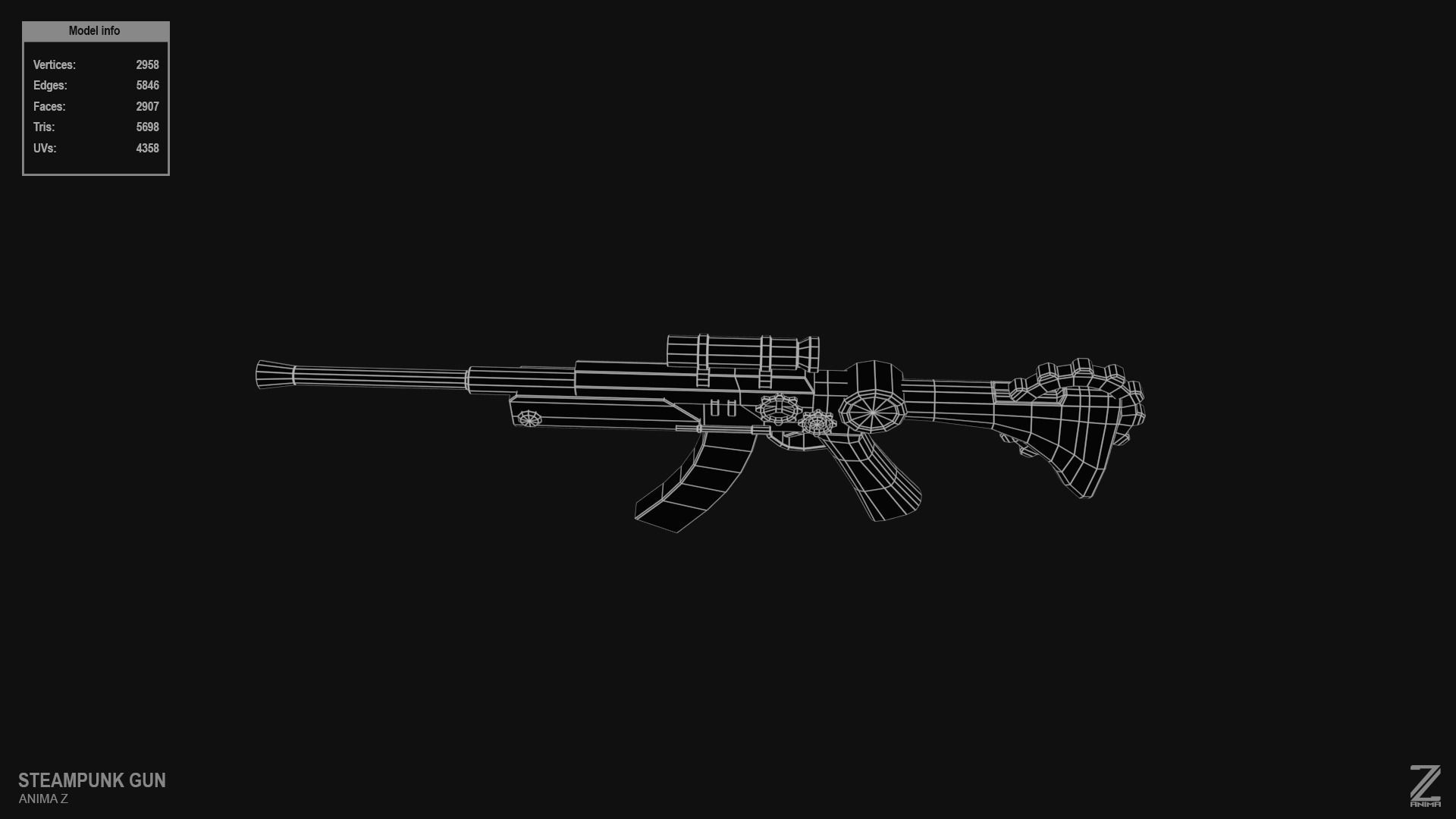 Steampunk gun Low-poly 3D model_11