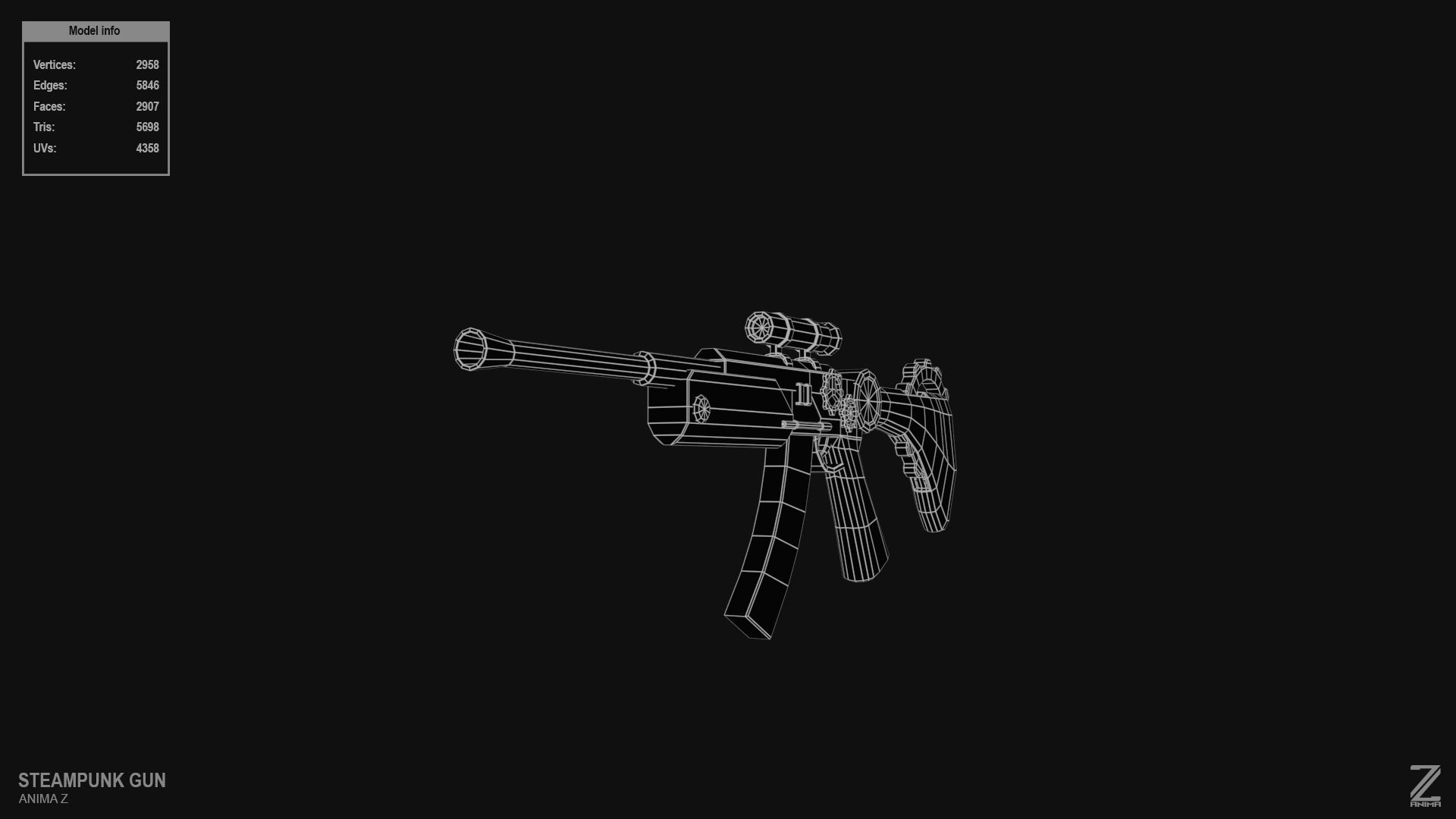 Steampunk gun Low-poly 3D model_12