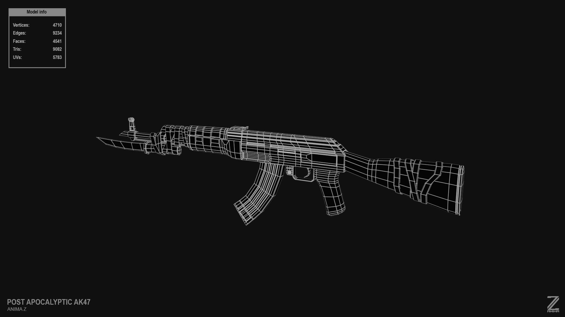 Post apocalyptic AK47 Low-poly 3D model_2
