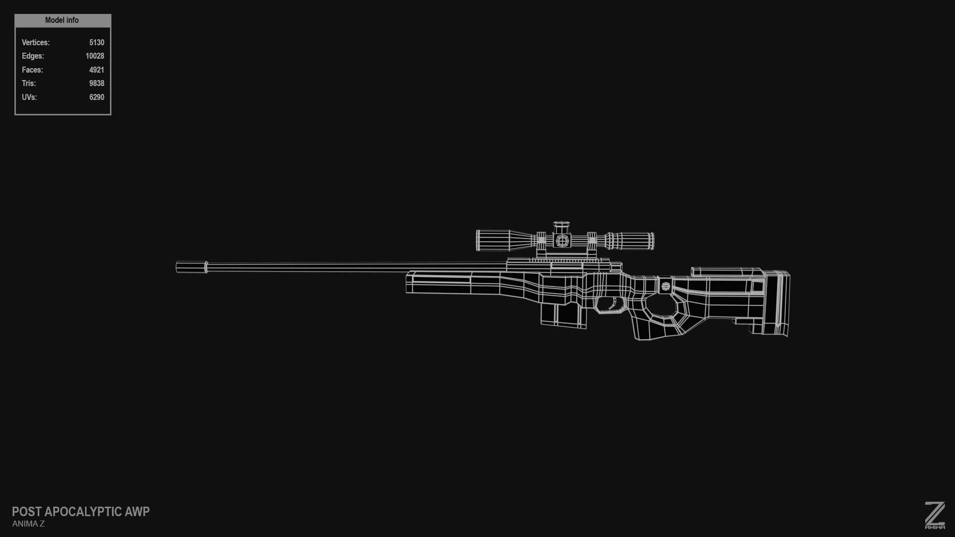 Post apocalyptic AWP Low-poly 3D model_2