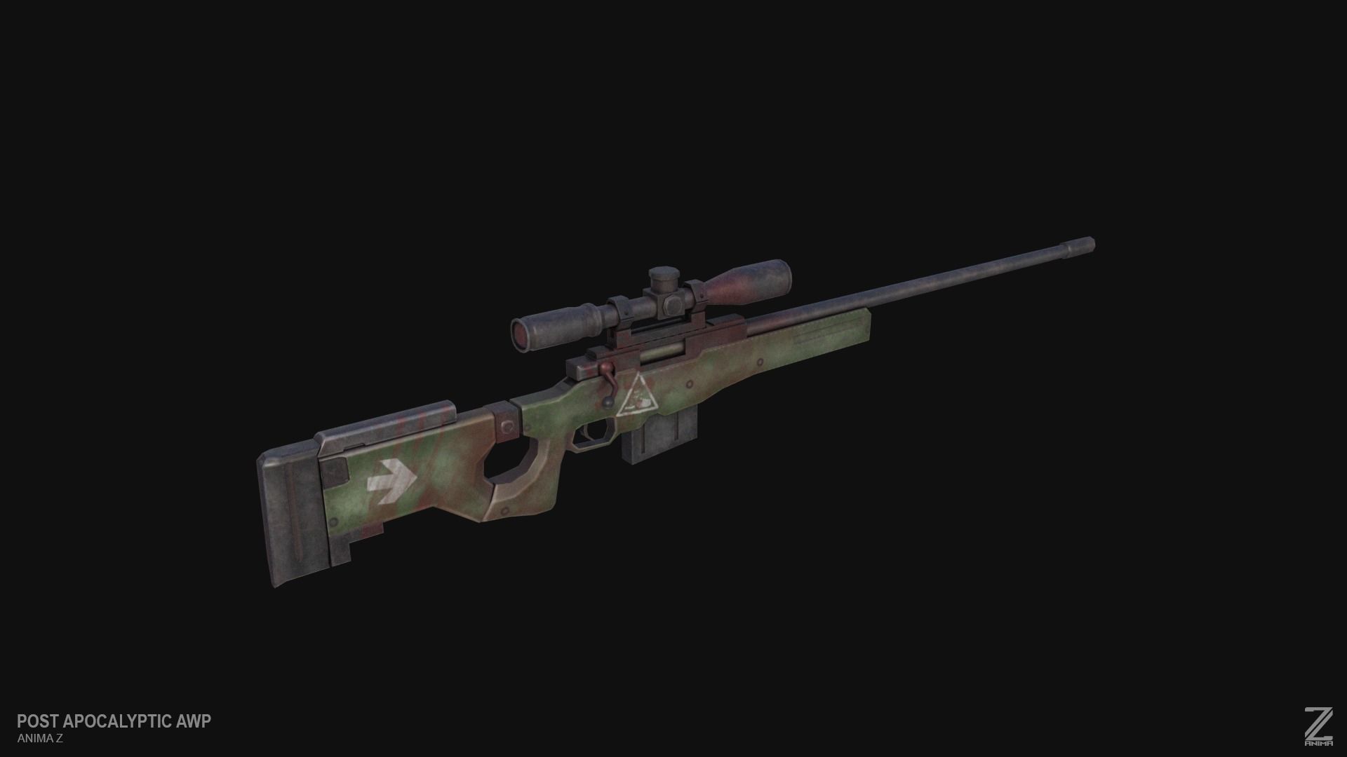Post apocalyptic AWP Low-poly 3D model_8