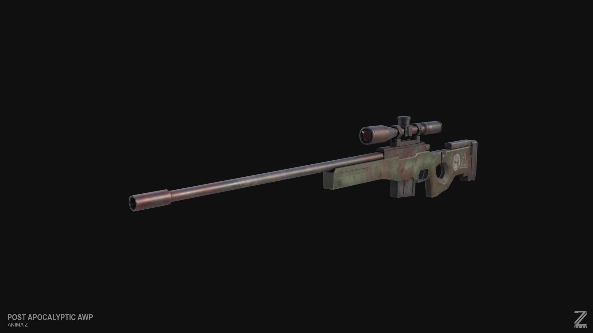 Post apocalyptic AWP Low-poly 3D model_6