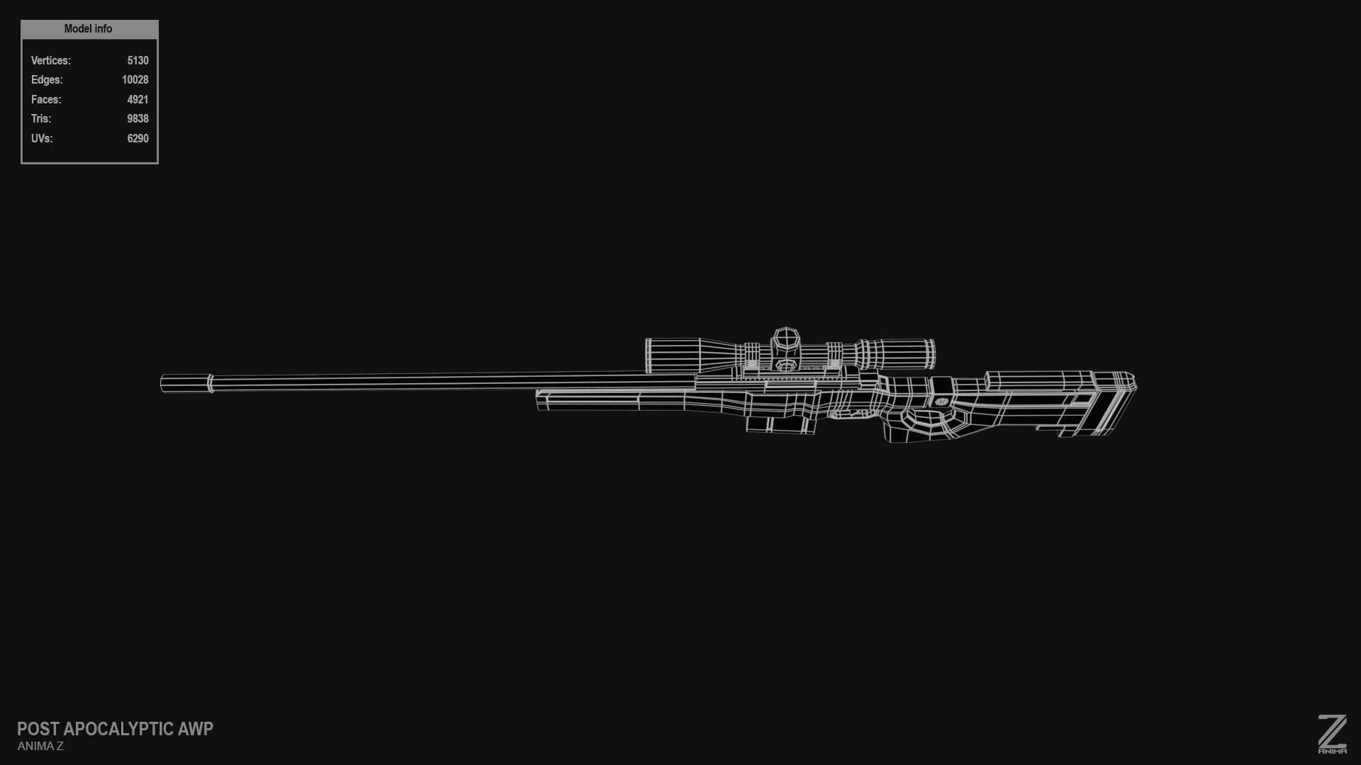 Post apocalyptic AWP Low-poly 3D model_11