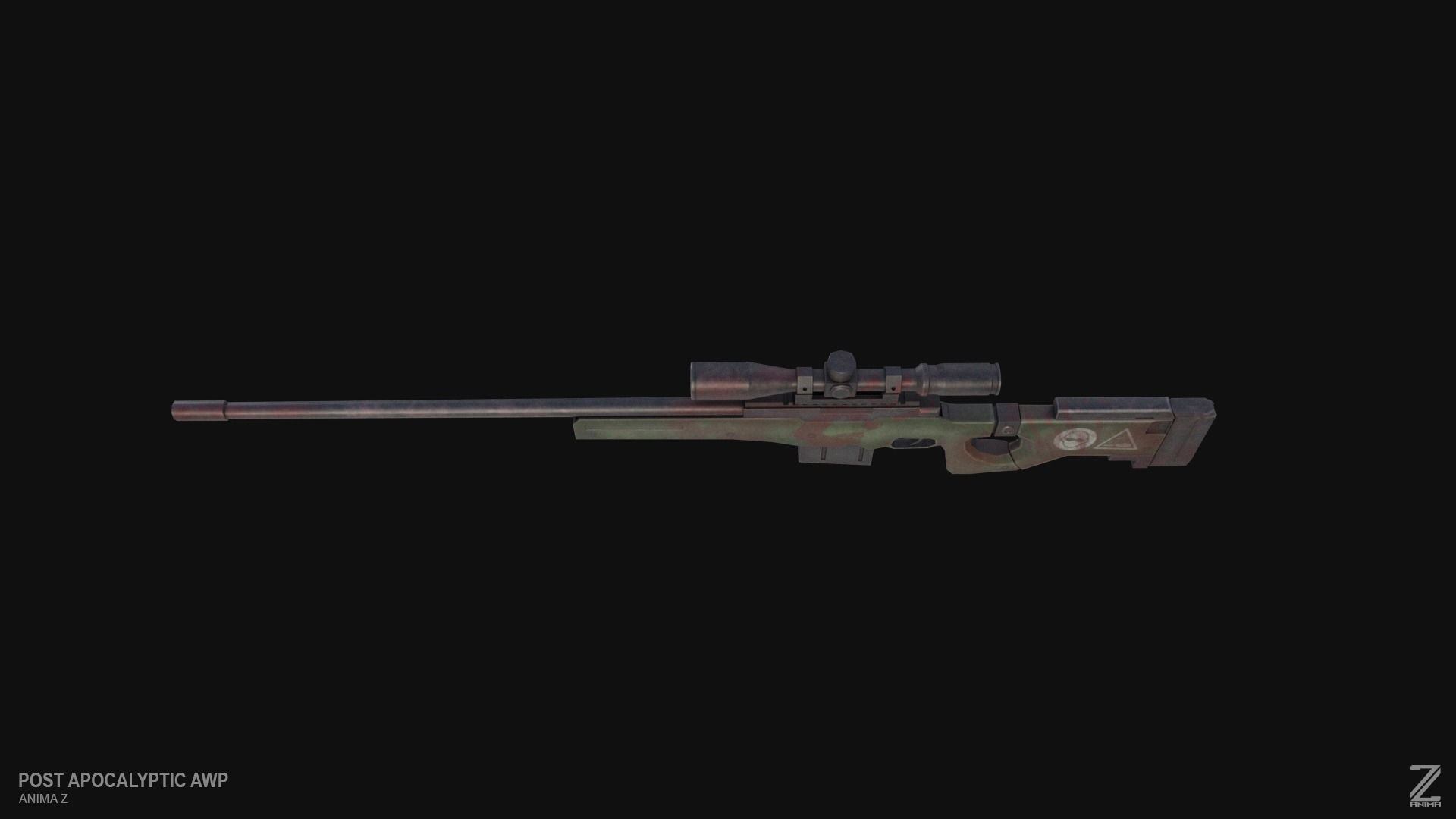 Post apocalyptic AWP Low-poly 3D model_5