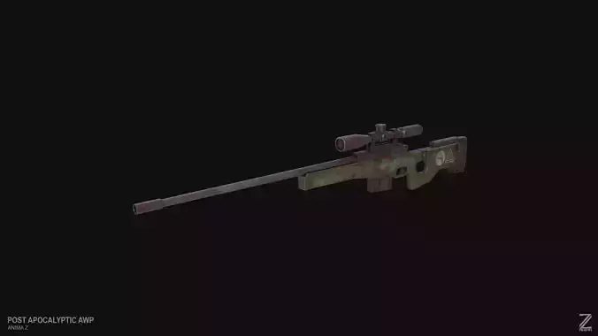 Post apocalyptic AWP Low-poly 3D model