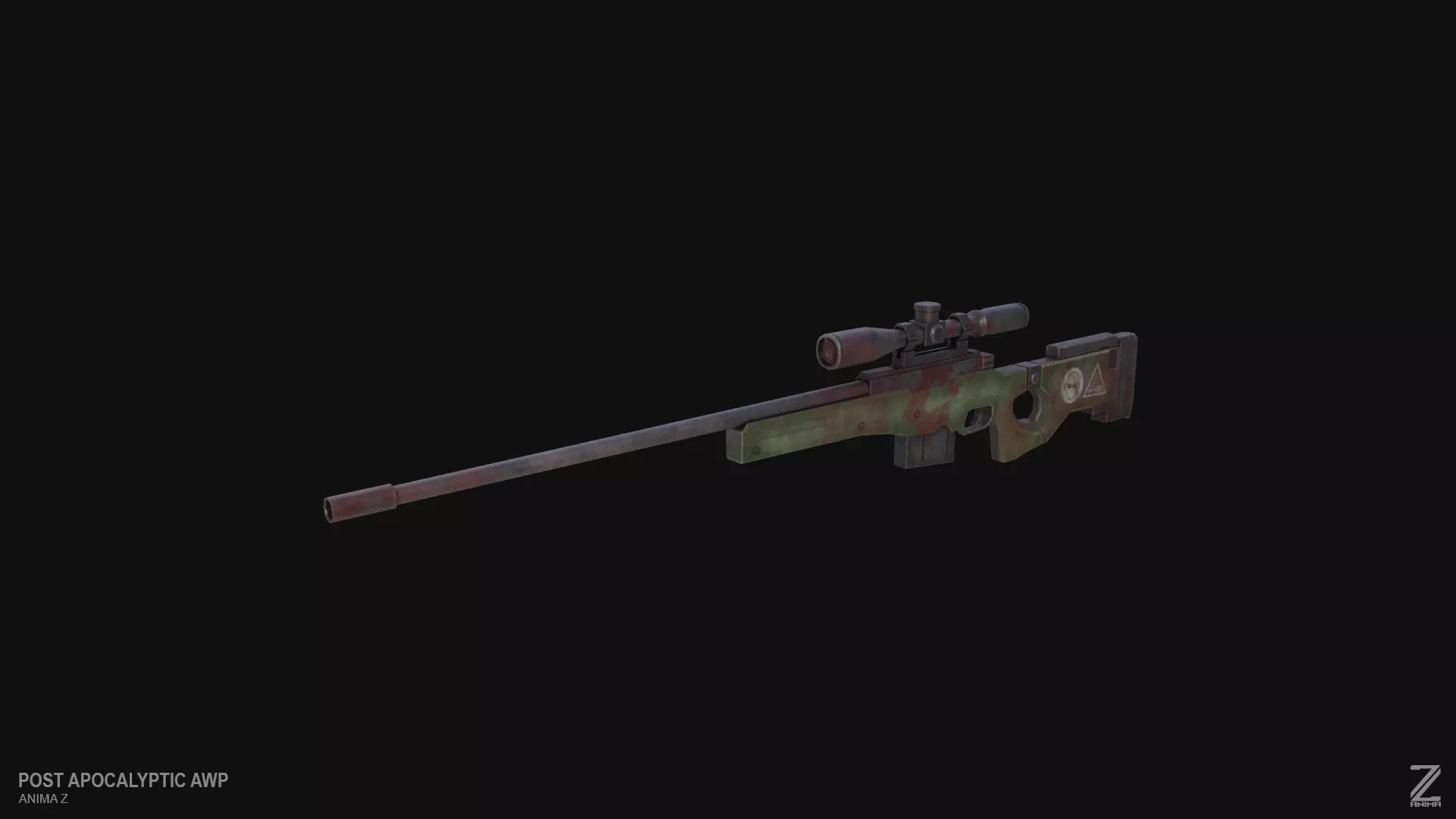 Post apocalyptic AWP Low-poly 3D model_0