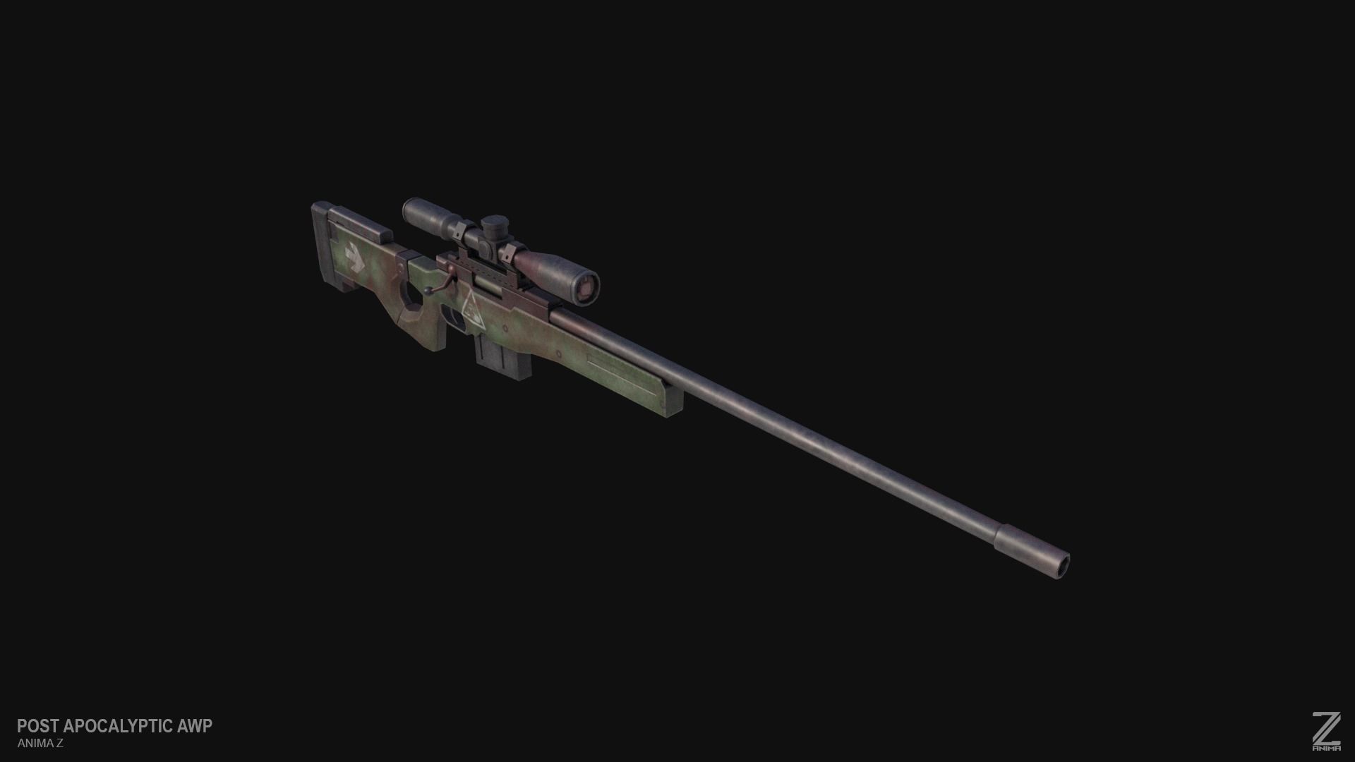 Post apocalyptic AWP Low-poly 3D model_7